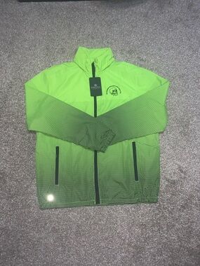 Men's Neon Green Gradient Windbreaker Jacket with Dot Fade